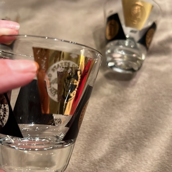 Vintage Cera MCM Double Shot Glasses 22k Gold Black Coins Barware Set of 4 ✨ - Picture 5 of 10